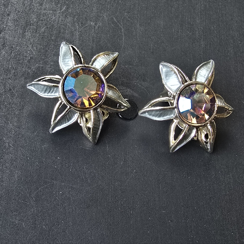 Silver and Gold Flower Earrings
